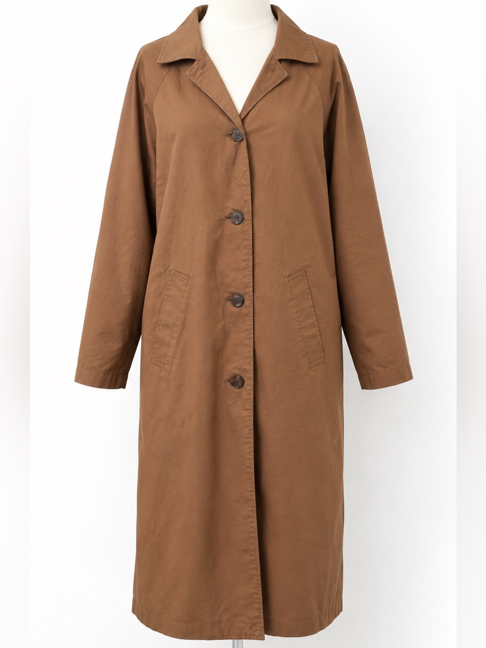 Joie Tan Brown Long Trench Coat with Checked Lining